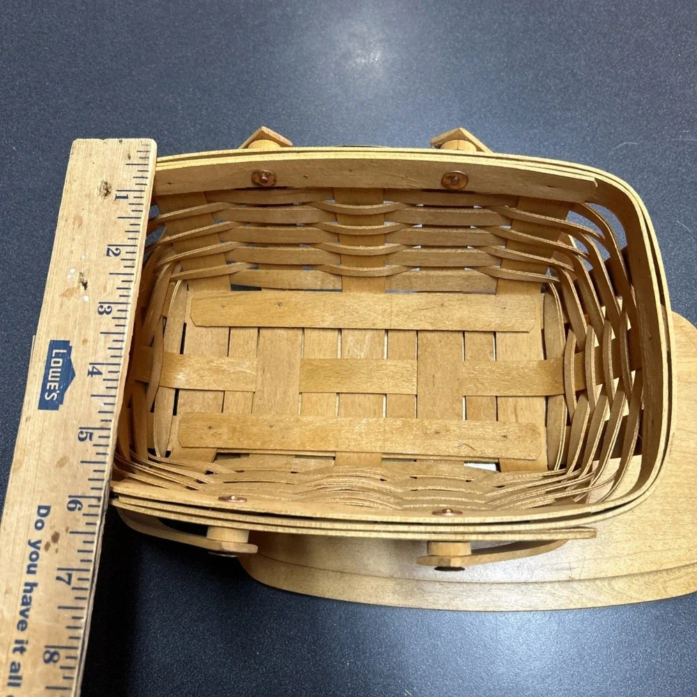 Longaberger Woven Memories Homestead Storage Basket Wood Handle 1999 Handpainted